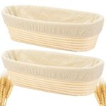 Banneton Bread Proofing Basket Set of 2PCS 8 inch Oval Handmade Rattan Sourdough Proofing Basket Proofing Bowls with Liners