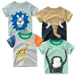 Winzik Boys Shirts, Toddler Boys' Tops Tees T Shirts Kids 4-Pack Short Sleeve Summer Animals Clothes 2-8T (3-4T, 4-Pack 4#)