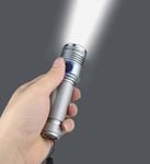 RENMAX Pocket Torch Light Zoom Focus Waterproof Rechargeable 3-Modes 2200Mah LED Flash Annodised Metal Body- 1Pc