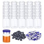 PATIKIL 5ml Glass Vials, 100pcs Glass Vial Small Glass Vials Empty Sample Bottle Mini Clear with Caps Seal Rubber Stopper Injection Port for Lab Injection Plants Essential Oil Transparent