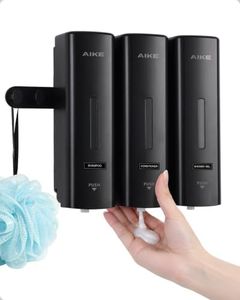 AIKE 3 Chambers Shower Shampoo and Conditioner Dispenser 3 x 11.8 fl.oz. for Bathroom(Black)
