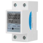 DEWIN KWh Din Rail Meter, Single Phase Energy Meter 220V 5(80) A Digital 1-Phase 2 Wire 2P DIN-Rail Electric Meter, Electronic KWh Meter