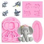 Elephant Chocolate Mold, Baby Shower Elephant Silicone Fondant Molds for Baby Shower Birthday Party Cake Decoration, Safari Animal Theme Cupcake Toppers Jelly Pudding