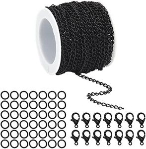Forise 30 Feet Necklace Chains 3mm Twisted Links Chain for DIY Jewelry Making,Necklace Chains Set with 20Pcs Lobster Clasps 50Pcs Jump Rings