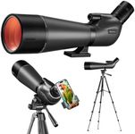 Nexiview 25-75x80 HD Spotting Scope with 64in Tripod and Upgraded Phone Adapter, Clear Image with BAK4 Prism Spotting Scopes for Target Shooting, Bird Watching, Hunting, Wildlife Viewing（Black）