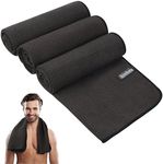 KinHwa Gym Towels for Sweat Absorbent Wicking Workout Towels Quick Dry and Compact Sweat Towels Microfiber Sports Towel for Yoga, Fitness, Treadmill or Indoor Bike 16"x30" 3 Pack Dark-Brown