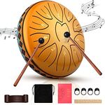 Steel Tongue Drum PaNt 6 Inch 11 Tone Hand Pan Percussion Musical Instrument Drum Set with Drumsticks, Drumstick Stand for Adult Kid Musical Education Yoga (Gold)