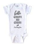 Hello Handmade - Hello Grandma and Grandpa I'm Coming Soon Onesie Pregnancy Reveal Announcement Parents Grandparents, White (Hello Grandma & Grandpa), 3-6 Months