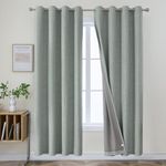 Joydeco Sage Green Curtains 84 Inch Length, Linen 100% Blackout Curtains for Bedroom 2 Panels Set, Burlap Grommet Room Darkening Textured Curtains for Living Room (52x84 inch, Sage Green)