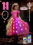 UPORPOR Princess Dress Up for Girls, Syncs with Music, App-Control Princess Clothes, RGB Led Light Up Halloween Costume with 4 Accessories Gift for 3-9 year old girls