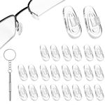24 Pcs Silicone Nose Pads for Glasses, Push-in Glasses Nose Pads Silicone, Glasses Nose Pads, Fits Regular, Sunglasses, and Reading Glasses, Includes Screwdrive（Only Applicable to snap on Glasses）