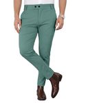 Mehrang Men's Stretchable Stretchable Formal Pant Trousers | Stylish Slim Fit Mid Rise Men's Wear Trousers For Office Or Party | Polycotton Knitted Fabric (In, Numeric, 34, English Green)