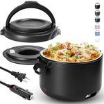 Aotto Electric Lunch Box, 32 oz Portable Food Warmer Heater, Lunch Warmer Portable for Work/Office/Car/Travel 12V/24V/110V 3-in-1, Warming Soup & Meal, Spill-Free, Men & Women's Gifts, Black