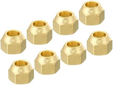 PATIKIL 1/2 SAE Thread Brass Flare Nut, 8 Pack 45 Degree Flared Tube Fitting Nut Hydraulic Pipe Fitting for Air Conditioner Water Gas Line, Matte Surface