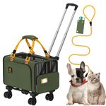 PAWZIDEA Expandable Pet Carrier with Wheels, 46x28x28cm TSA Airline Approved Cat Carrier for 2 Cats Under Seat, Foldable Soft-Sided Dog Carrier for Small Dogs Rolling Travel Bag, Max Weight 8.1kg