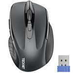 Tecknet M003 2.4G Ergonomic Wireless Mobile Optical Mouse with USB Nano Receiver (Grey)