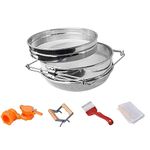 BeeCastle Double Sieve Honey Harvesting Starter Kit| Honey Filters Strainer Stainless Steel Set of 6 -Double Sieve Honey Strainer,Frame Holder,2 Pack of Honey Gate,Uncapping Fork and Honey Filter Bag