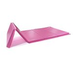 PINK Folding Gym Mat, Gymnastics Tumbling Mat with Carrying Handles, Thick Exercise Mat, Foldable Tumbling Mat for Kids, Padding for MMA, Gymnastics, Activity Play and Home Gym