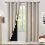 BGment Thermal Insulated 100% Blackout Curtains for Bedroom with Black Liner, Double Layer Full Room Darkening Noise Reducing Grommet Curtain, 2 Window Curtain Panels of 52 x 84 Inch, Cashmere