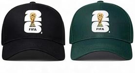 Official FIFA World Cup 2026 Hat, Adjustable Breathable Baseball Caps, Cotton Baseball Caps for Men Women,Soccer Fan Hats (Black+Green)