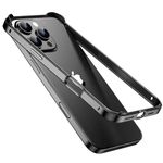 KUGEW for iPhone 16 Pro Max Bumper Case Metal, Aluminum Alloy + TPU Bumper Frame Slim Fit No Back Design Excellent Heat Dissipation Compatible with MagSafe 4 Corner Raised Shockproof (Black)