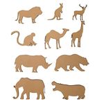 Bonjoy Wooden Wild Animals Shape Cutouts for Kids - Set of 10 (2.5", 3" and 4") Jungle Theme MDF Cutouts for Children for Coloring, Learning, Imaginative Play, Visualization, and Story-Telling - Wildlife Art and Craft, Painting, Decoupage, DIY for Kids and Adults - Gift and STEM Activity for Toddlers, Preschool, Montessori, and Early Elementary Learning