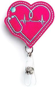 EKG Heart Nurse Retractable Badge Reel Holder - Nursing Name Badge Holder - Felt Badge Reel for Nurses, Students & Doctors- Cute & Practical ID Badge Holder - Alligator Clip - Easy to Use