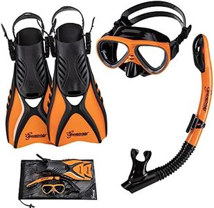 Seavenger Hanalei Anti-Fog 4-Piece Snorkeling Set (Kids-Orange Peel, X-Small)