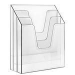 Acrimet Vertical Triple File Folder Holder Organizer, File Sorter (Plastic) (Clear Crystal Color)