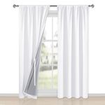 XWZO 100% Blackout Curtains 2 Panels for Bedroom, Thermal Insulated Dual-Layered Curtains Full Room Darkening, Noise Reducing Blackout Drapes Curtains, White, W52 x L84