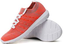 PromArder Women's Walking Shoes Slip On Athletic Running Sneakers Knit Mesh Comfortable Work Shoe,Red US 10