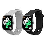 kwmobile Straps Compatible with Xiaomi Redmi Watch 4 Straps - 2x Replacement Silicone Watch Bands