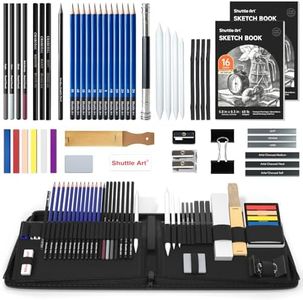 Shuttle Art Drawing Kit - 52 Pack Pencils Set, Professional Art Kit with Graphite Charcoal Sticks, Sketch Pencils, Drawing Pad in Portable Case, Supplies for Kids & Adults Artists