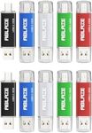 ABLAZE 16GB Type C Flash Drive 10 Pack, Dual USB 2.0+USB C Memory Stick 16GB Thumb Drive for iPhone 15, Android Smartphone, Computers, Tablets, Mac,iPad,PC (16GB, 10PCS)