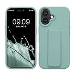 kwmobile Case Compatible with Apple iPhone 16 - Case with Hand Strap and Stand Soft TPU Silicone Coating - Mint