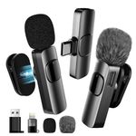 BYbrutek Upgraded 3-in-1 Wireless Lavalier Microphone with an Adjustable Collar Clip and Adapter - for iPhone/Android/Computer - Mini Mic for Video Recording/Podcasts, Built-in Noise-Canceling Chip