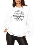 Trip Sweatshirt for Women Funny I Haven't Been Everywhere But It's On My List Shirts Casual Long Sleeves Tee, White, Medium