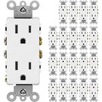 [20 Pack] BESTTEN 15 Amp Decorator Receptacle Outlet, Non-Tamper-Resistant, Standard Electrical Wall Outlet for Residential and Commerical Use, 15A/125V/1875W, cUL Listed, White