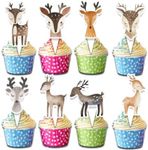 24 Pcs Deer Cupcake Toppers – Rustic Woodland Party Decorations for Kids & Baby Showers