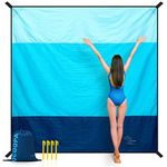 OCOOPA Sandproof Beach Blanket Waterproof, Extra Large 8 Persons Family Size 10'X9.2', Comfortable Parachute Nylon, Cozy& Chic, Compact& Light, Reinforced Windproof,4 Stakes&1 Travel Bag