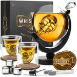 WHISISKEY - Whiskey Decanter Set - 900ML Skull Carafe - Whiskey Gift Sets for Men - Whisky Set - Glass Gifts for Men - Inc. 2 Whiskey Glasses, 4 Whiskey Stones, Accessories