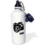 3dRose Water Bottle, Aluminum, White, 21 oz