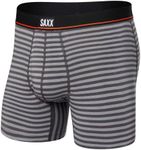 SAXX Underwear Co. Men's Non-Stop Stretch Cotton Boxer Brief Fly, Hiker Stripe- Grey, Small