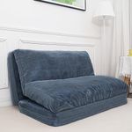 N&V Folding Matress Sofa, Foam Filling Folding Matress Sofa, Includes Removable and Machine Washable Cover (Blue, Medium)