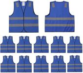 Lavori-AK Blue Safety Vests 10 Pack - Reflective High Visibility Construction ANSI Class 2 Work Vests for Men,Woman,Hi Vis Mesh and Neon Silver Strip