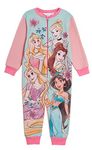 Disney Princess Onesie For Girls Pyjamas Fleece All in One Kids Pjs Zipped Loungewear Childrens Nightwear Pink