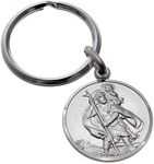 Alexander Castle 925 Sterling Silver St Christopher Keyring for Men, Reversible Car Keychain, Key Fob Key Chain with Jewellery Gift Box