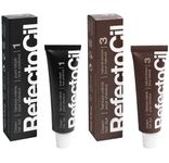 RefectoCil Eyebrow and Eyelash Tint 2-Pack – Professional Hair Tint for Long-Lasting Color – Black (#1) + Natural Brown (#3)