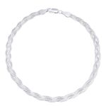 ZAVYA 925 Sterling Silver Braided Rhodium Plated Anklet (Single) | Gift for Women & Girls | With Certificate of Authenticity & 925 Hallmark