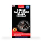 Rentokil Rodine Rat & Mouse Killer Grain Bait - 6x25g Sachet, Black